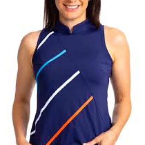 Kinona NWT Luxury Golf and Life Straight Drive sleeveless top navy blue UPF 50+ - Picture 8 of 10